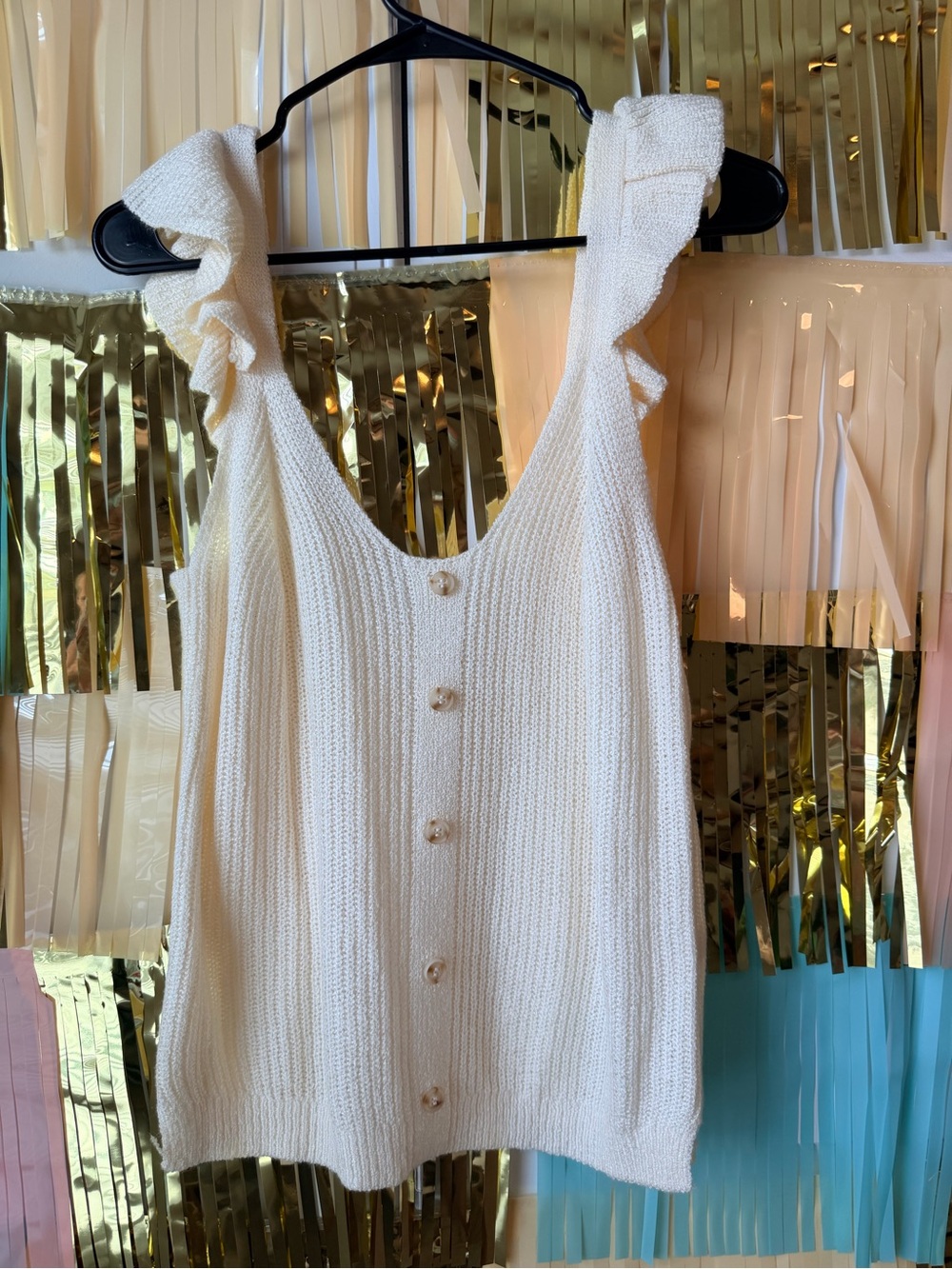 mine Cream Knit Button-Front Tank